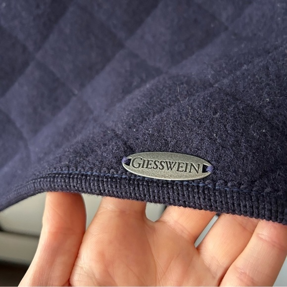 [16] Giesswein Austria Navy Blue Quilted 100% Pure New Wool Zippered Vest Women - Picture 7 of 12